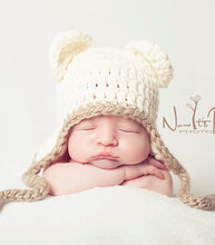 Load image into Gallery viewer, crochet pattern bear earflap hat