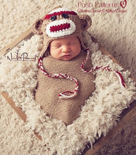 Load image into Gallery viewer, crochet sock monkey hat