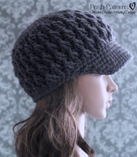Load image into Gallery viewer, crochet pattern newsboy hat