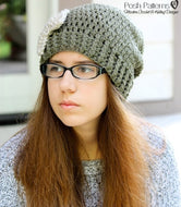 crochet slouchy hat and bow pattern