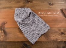 Load image into Gallery viewer, crochet cowl pattern with cables