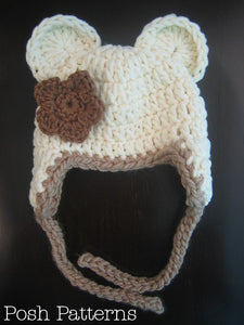 bear earflap hat crochet pattern