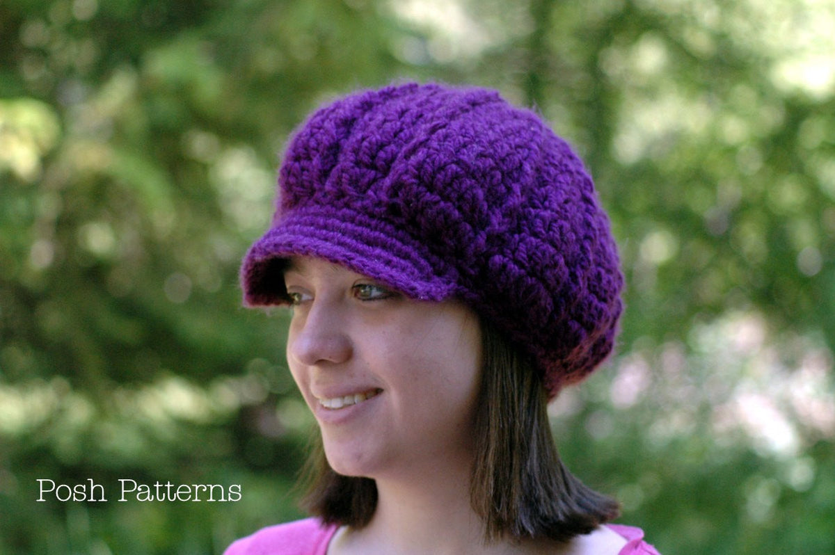 Crochet PATTERN Crochet Slouchy Newsboy Hat Pattern Posh Patterns
