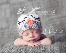 Load image into Gallery viewer, baby owl crochet hat pattern