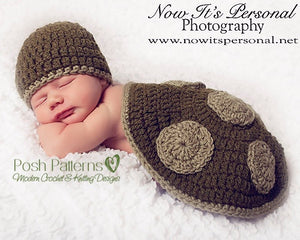 crochet baby turtle hat and shell