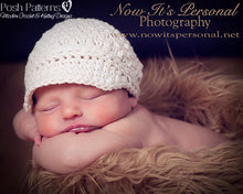 Load image into Gallery viewer, crochet baby newsboy hat pattern