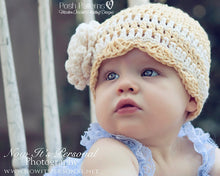 Load image into Gallery viewer, flower beanie crochet pattern