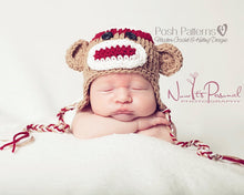 Load image into Gallery viewer, crochet sock monkey hat pattern