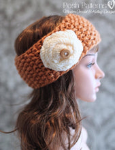 Load image into Gallery viewer, headband knitting pattern flower