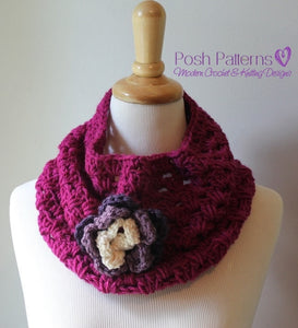 Crochet PATTERN - Crochet Cowl Pattern & Flower