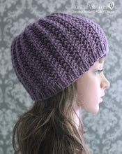 Load image into Gallery viewer, easy ribbed beanie knitting pattern