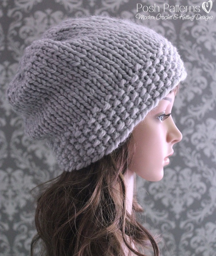 Knitting PATTERN Chunky Knit Slouchy Hat Pattern