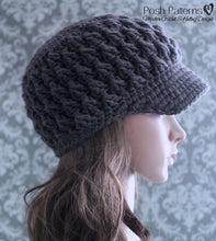 Load image into Gallery viewer, newsboy hat crochet pattern