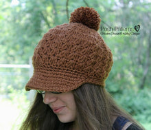 Load image into Gallery viewer, newsboy crochet hat pattern