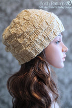 Load image into Gallery viewer, checkered basket weave hat knitting pattern