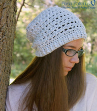 Load image into Gallery viewer, lace slouchy beanie crochet pattern