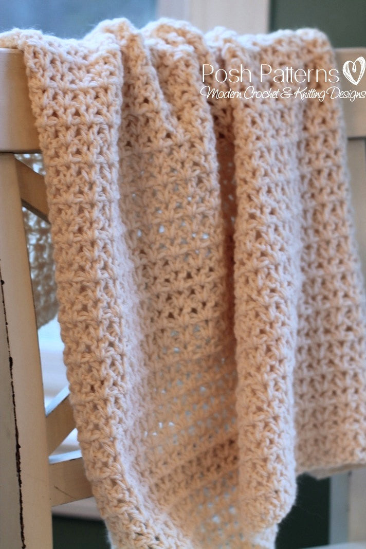 Crochet PATTERN V Stitch Lacy Crochet Baby Blanket Pattern
