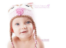 Load image into Gallery viewer, crochet owl hat pattern