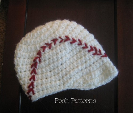Crochet baseball cap with top brim pattern