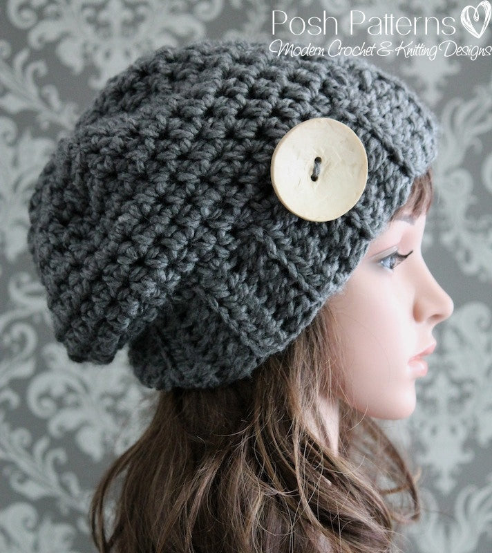 Crochet slouchy hat hot sale pattern