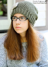 Load image into Gallery viewer, slouchy hat and bow crochet pattern