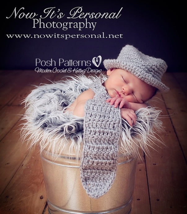 fedora hat and tie crochet pattern