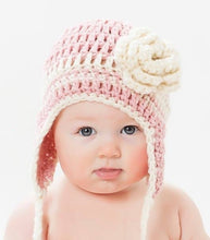 Load image into Gallery viewer, crochet earflap hat pattern with flower