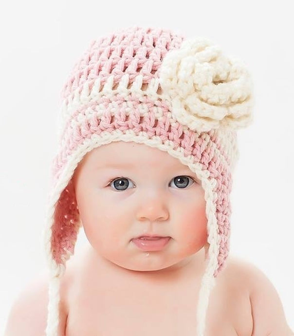 crochet earflap hat pattern with flower