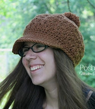 Load image into Gallery viewer, crochet newsboy hat pattern