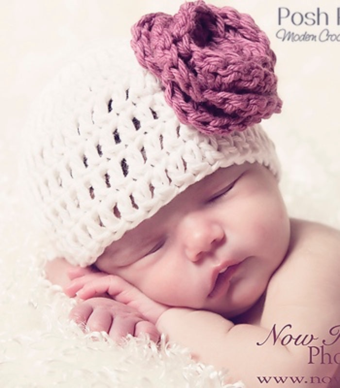 crochet hat pattern flower bow