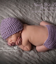 Load image into Gallery viewer, crochet pattern baby hat and diaper cover