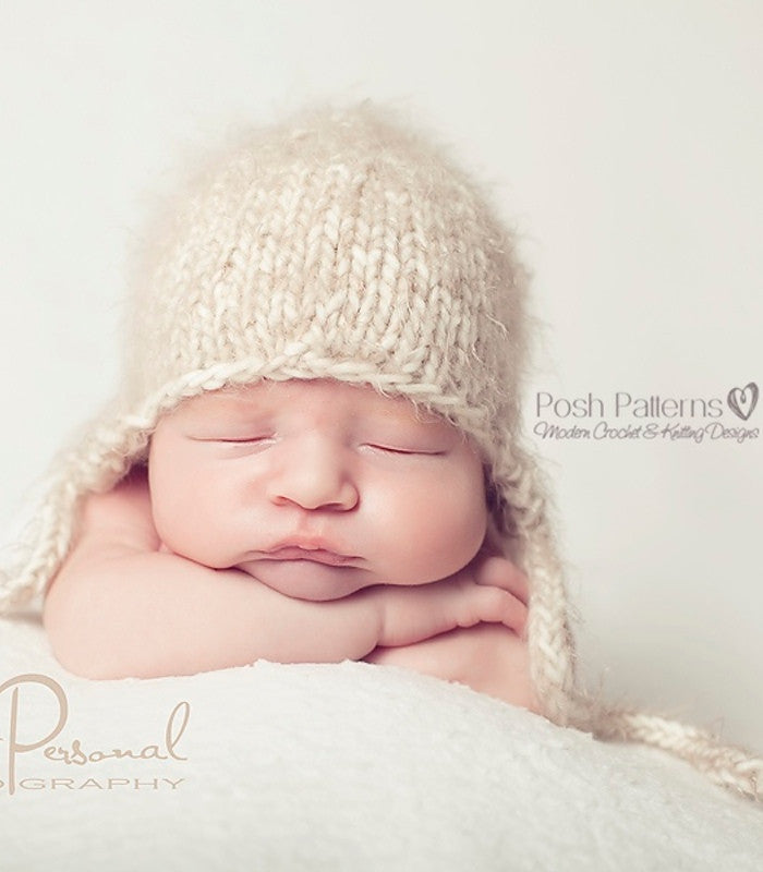 Infant earflap hat knitting pattern on sale