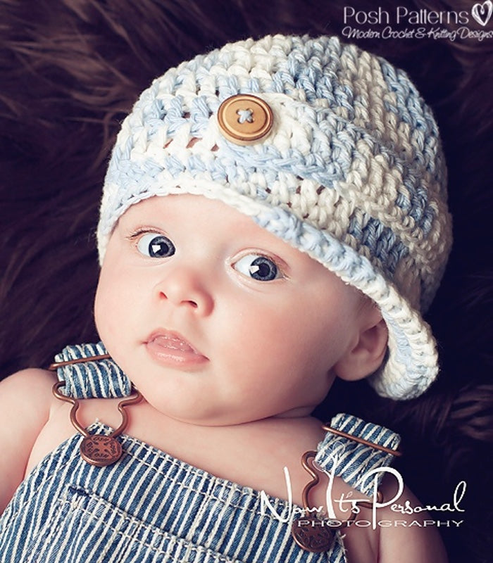 Baby Boy Newborn Beanie Crochet Pattern Mega Pom Beanie // Crochet
