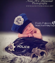 Load image into Gallery viewer, crochet pattern police man hat