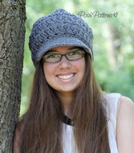 Load image into Gallery viewer, crochet pattern newsboy hat