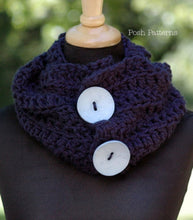 Load image into Gallery viewer, crochet pattern button scarf