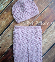 Load image into Gallery viewer, crochet pattern baby hat and pants