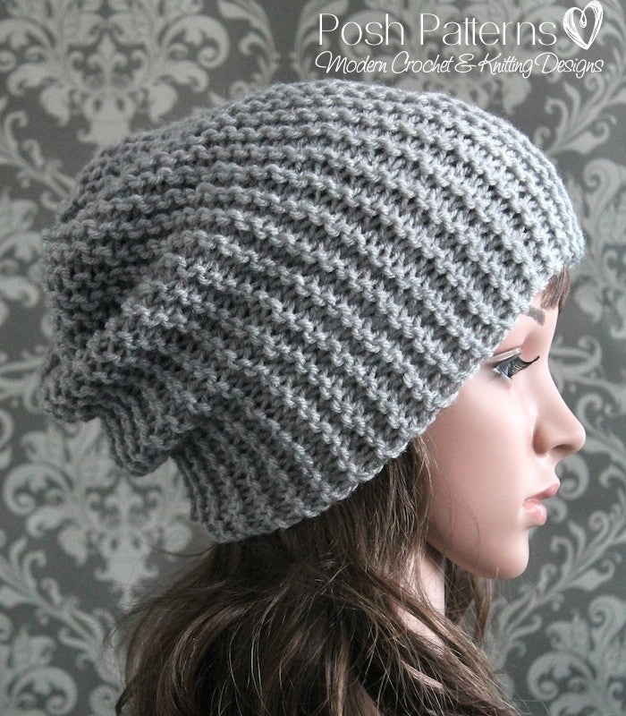 Knitting PATTERN - Beginner Knit Slouchy Hat Pattern – Posh Patterns