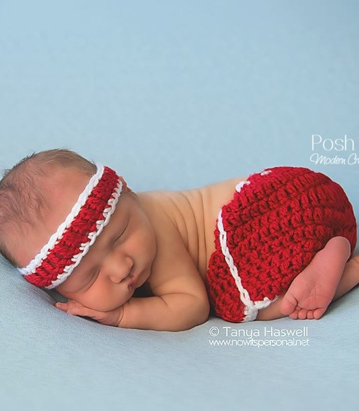 crochet pattern baby running shorts headband