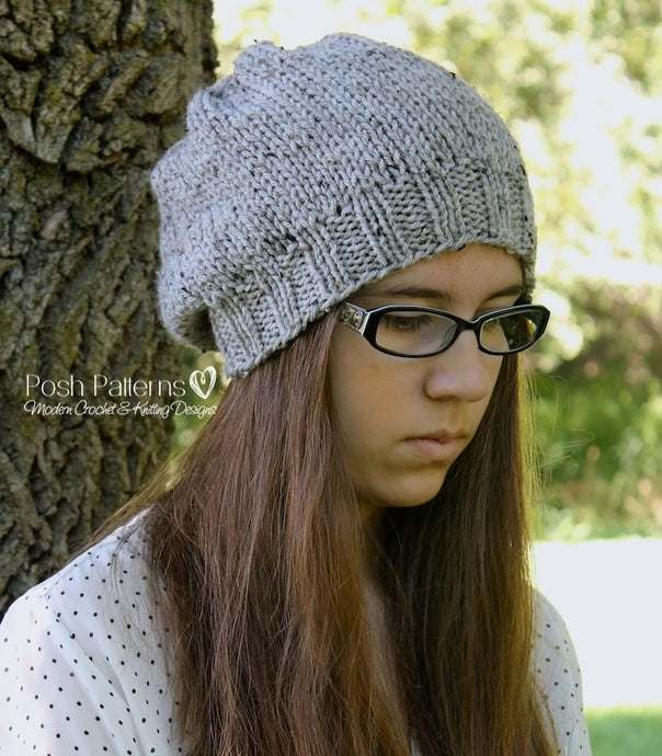 easy knit slouchy hat pattern