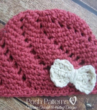 Load image into Gallery viewer, eyelet lace crochet hat pattern
