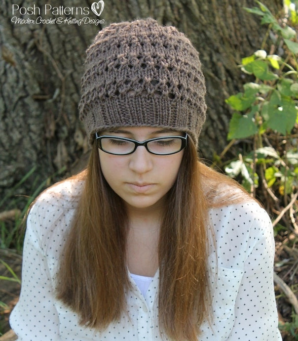 eyelet lace hat knitting pattern