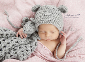 Crochet PATTERN - Crochet Mouse Baby Bonnet Pattern