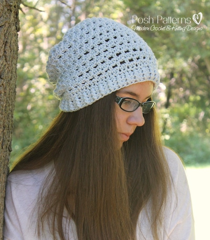 Crochet PATTERN - Lace Stitch Slouchy Hat Pattern – Posh Patterns