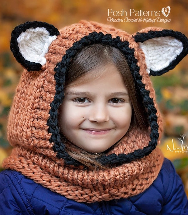 knitting pattern fox hood