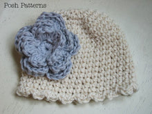 Load image into Gallery viewer, crochet hat and flower pattern