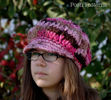 Load image into Gallery viewer, crochet pattern slouchy newsboy