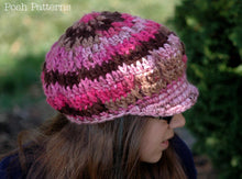 Load image into Gallery viewer, crochet slouchy newsboy hat pattern
