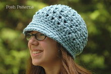 Load image into Gallery viewer, girls crochet newsboy hat pattern