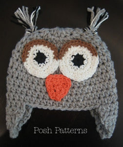 owl earflap hat crochet pattern